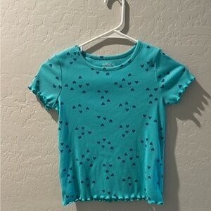 Cat & Jack Teal Heart Pattern Kids Tee